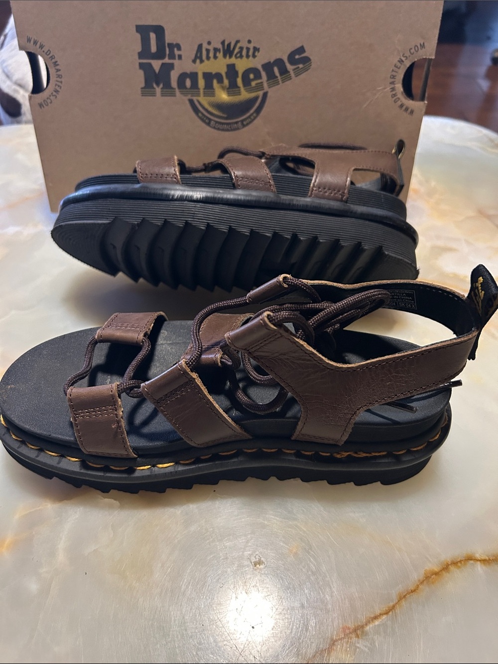 Dr. Martens Brown Lace-Up Gladiator Sandals with Black Platform - Picture 3 of 4